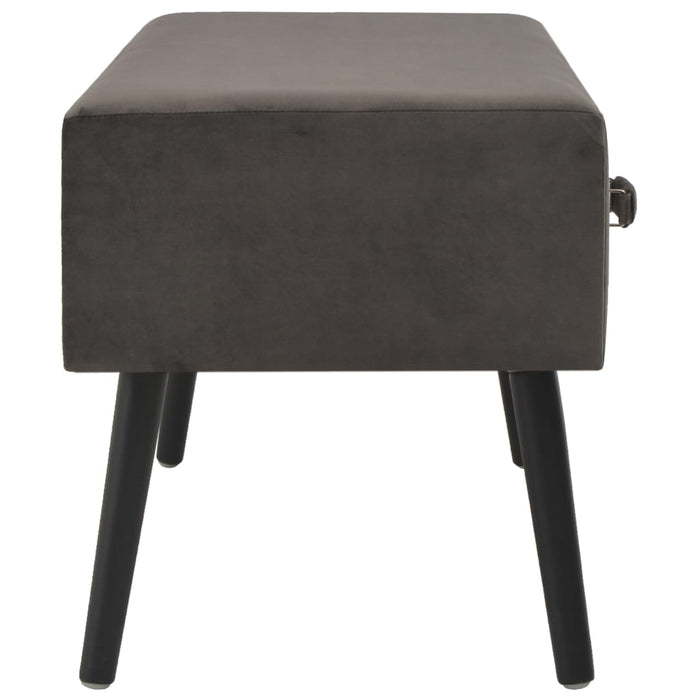 Bench with drawers 80 cm gray velvet