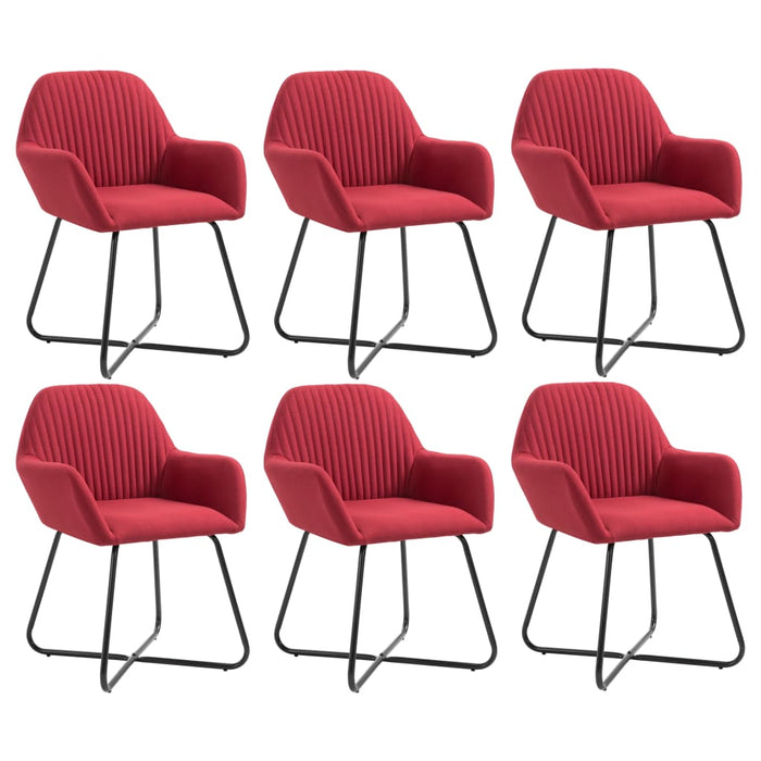 Dining room chairs 6 pcs. Wine red fabric