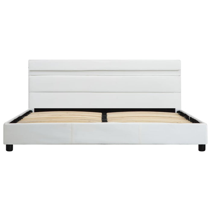 Bettgestell mit LED Weiß Kunstleder 140x200 cm