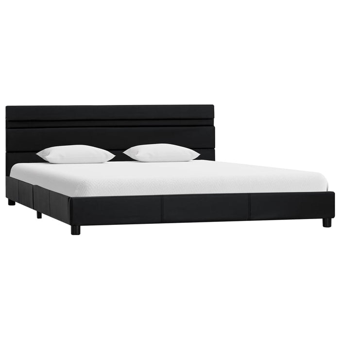 LED-Bettgestell Schwarz Kunstleder 160x200 cm