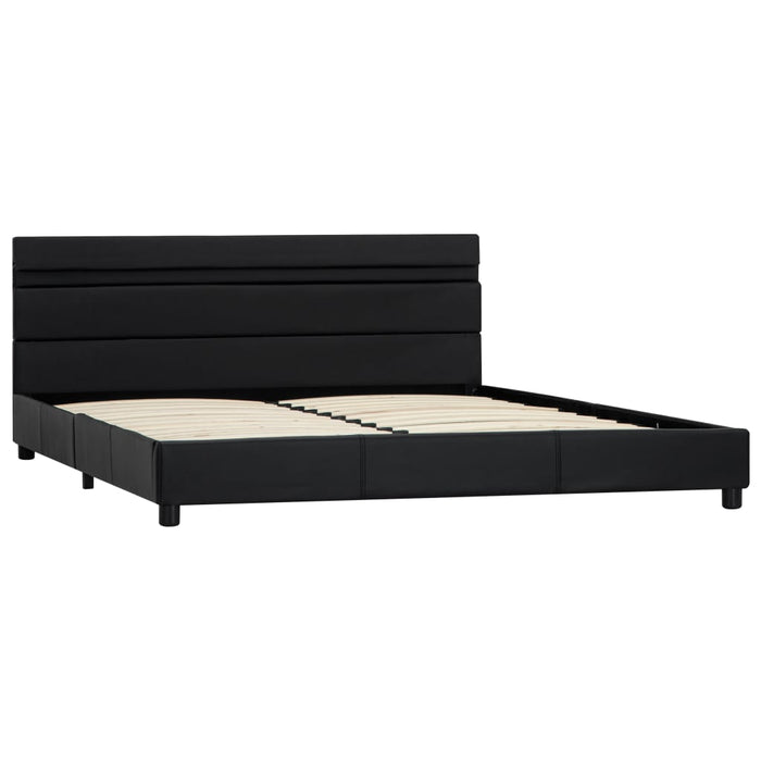 LED-Bettgestell Schwarz Kunstleder 160x200 cm