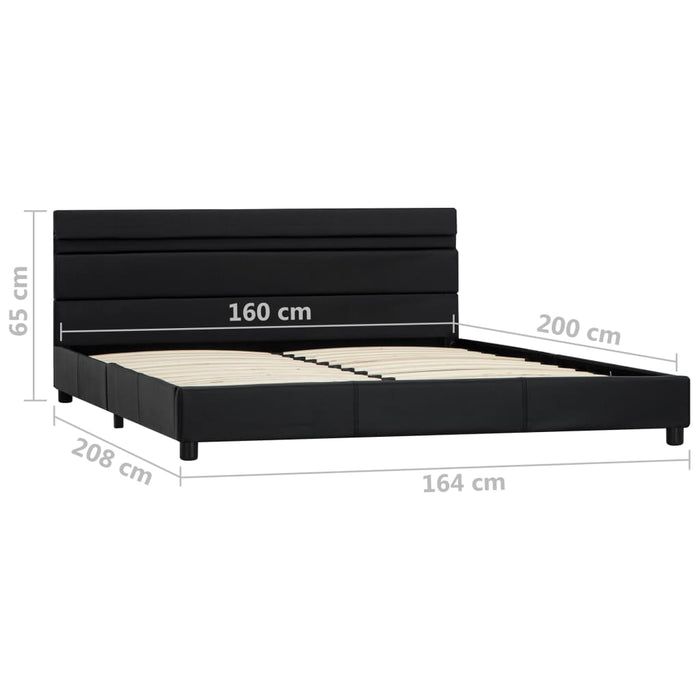 LED-Bettgestell Schwarz Kunstleder 160x200 cm