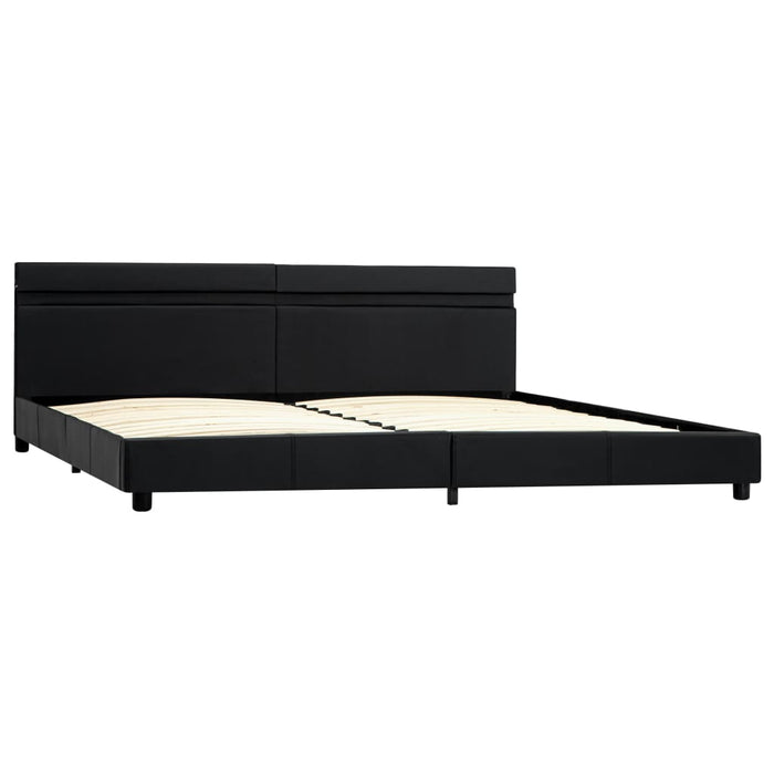 Bettgestell mit LED Schwarz Kunstleder 180x200 cm