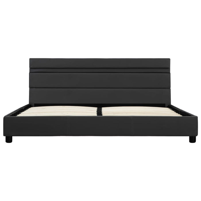 Bettgestell mit LED Grau Kunstleder 160x200 cm