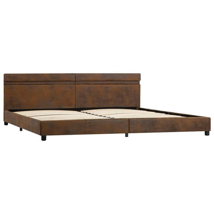 Bettgestell mit LED Braun Stoff 180x200 cm