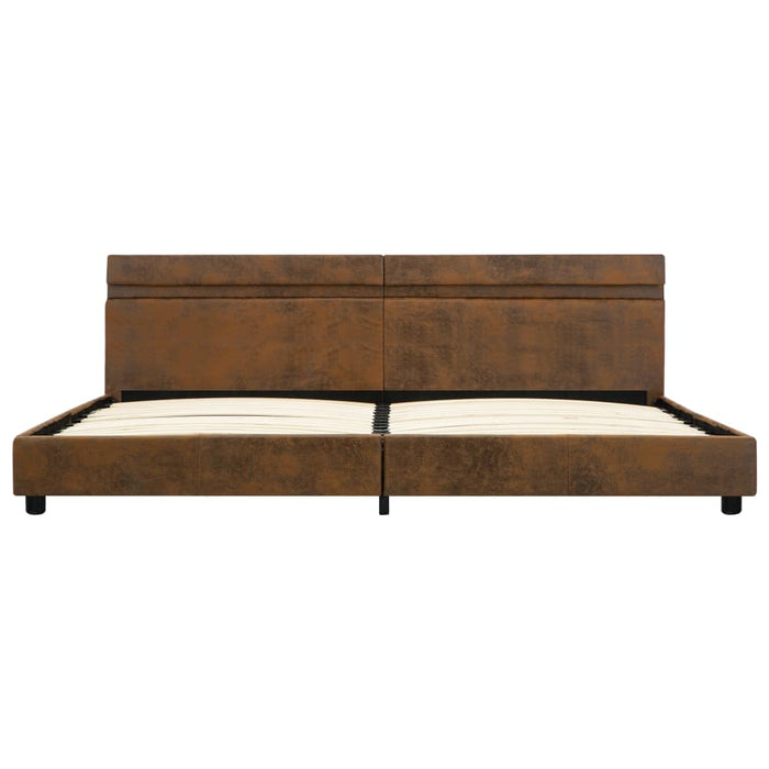 Bettgestell mit LED Braun Stoff 180x200 cm