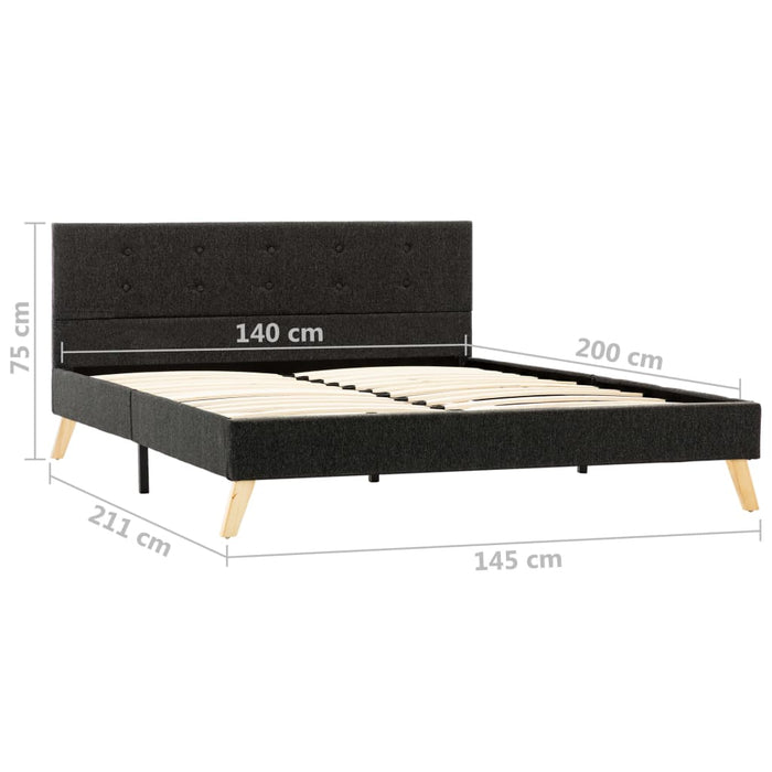Bettgestell Dunkelgrau Stoff 140 × 200 cm