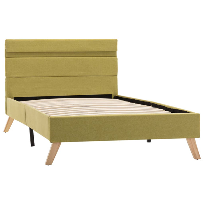 Bettgestell mit LED Grün Stoff 90×200 cm