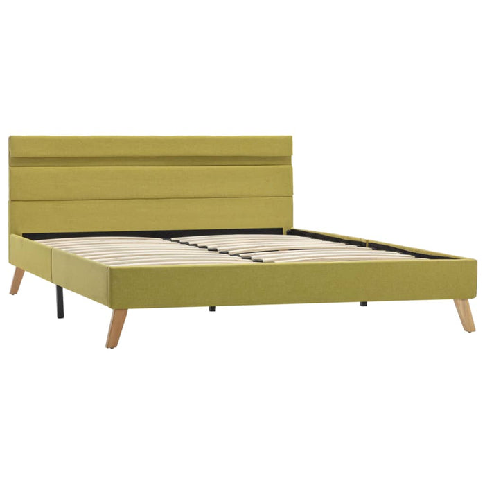 Bed frame with LED green fabric 140x200 cm