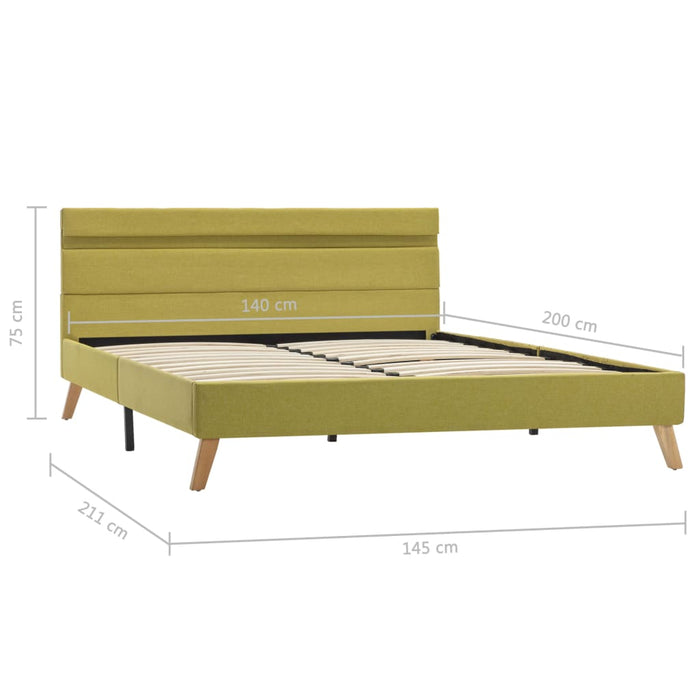Bed frame with LED green fabric 140x200 cm