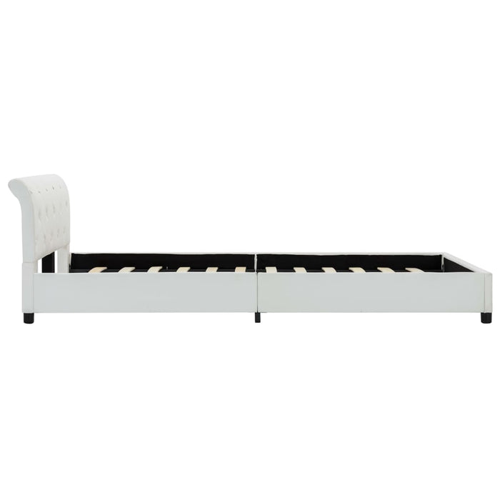 Bettgestell Weiß Kunstleder 140×200 cm