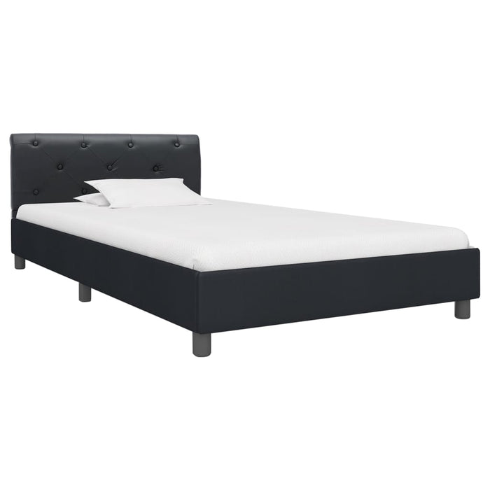 Bed frame black faux leather 90 x 200 cm
