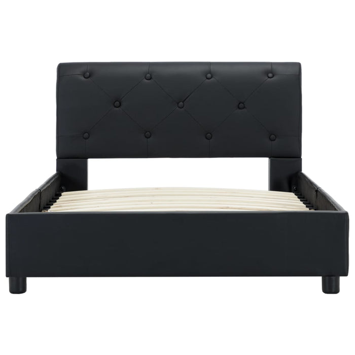 Bed frame black faux leather 90 x 200 cm