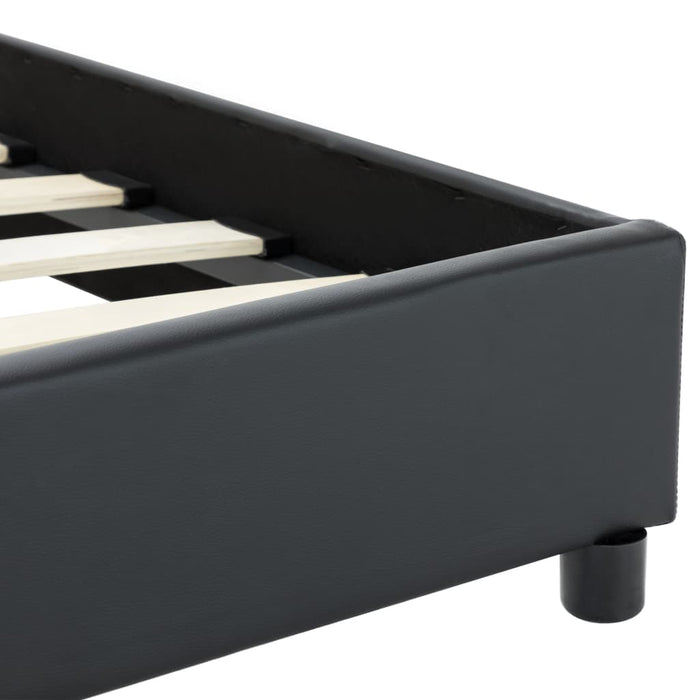 Bettgestell Schwarz Kunstleder 100 × 200 cm