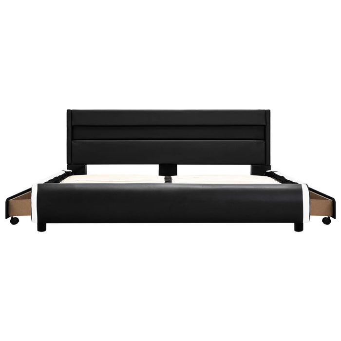 Bettgestell mit LED Schwarz Kunstleder 140×200 cm