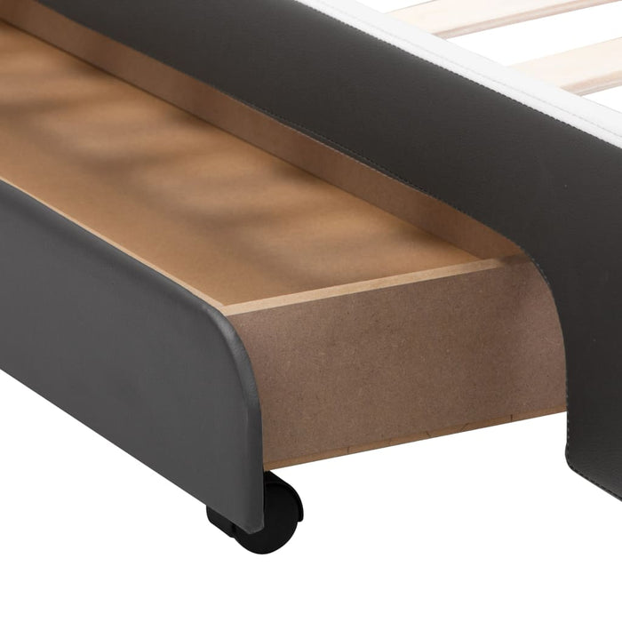Bed frame with LED anthracite faux leather 140×200 cm
