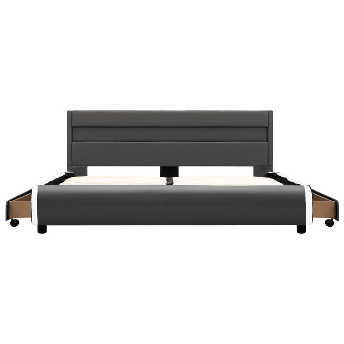 Bettgestell mit LED Anthrazit Kunstleder 160×200 cm