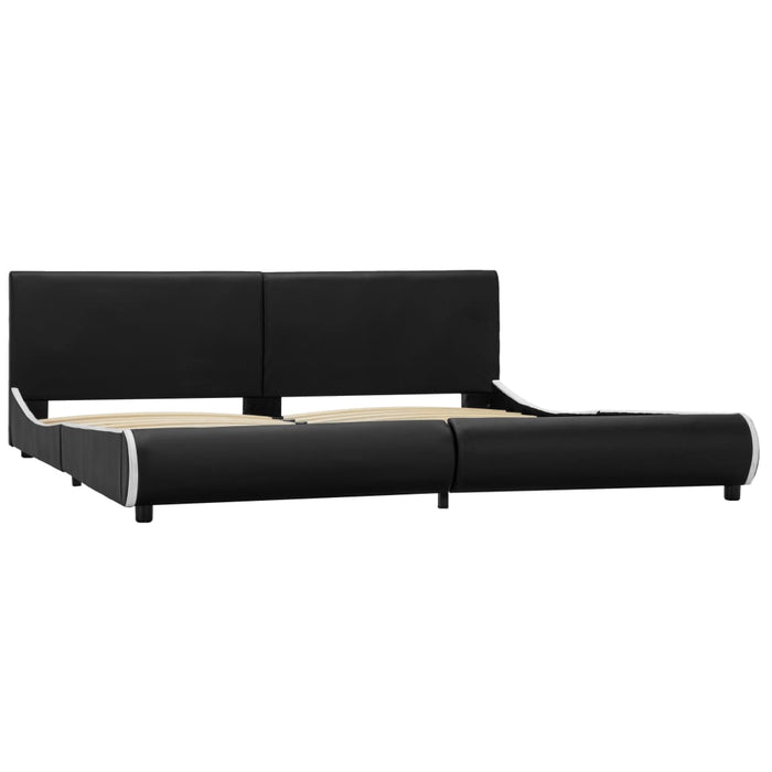 Bettgestell Schwarz Kunstleder 180×200 cm