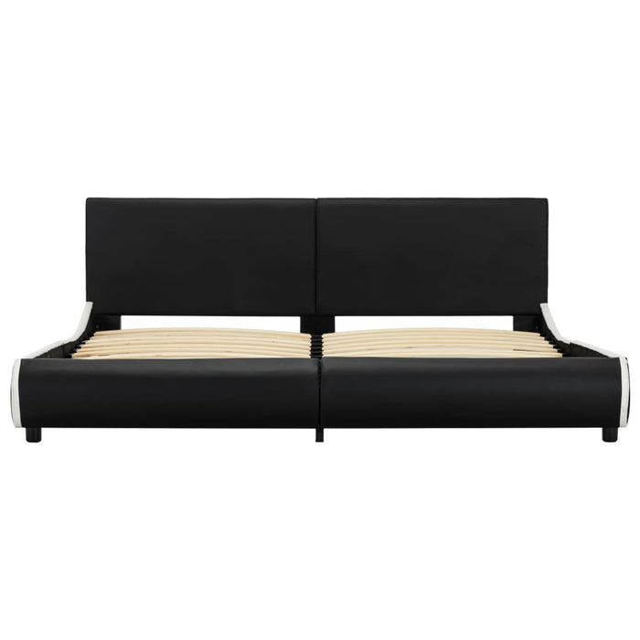 Bettgestell Schwarz Kunstleder 180×200 cm