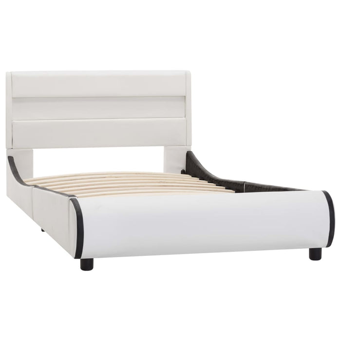 Bettgestell mit LED Weiß Kunstleder 90x200 cm