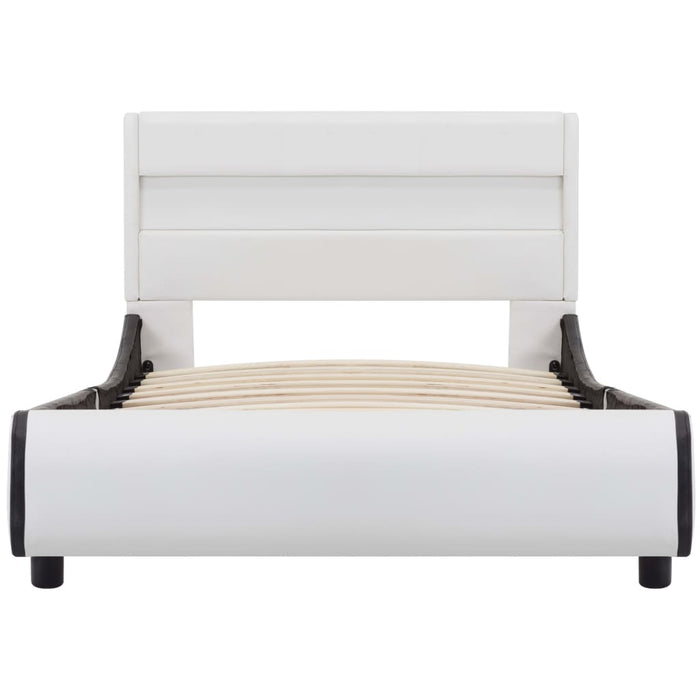 Bettgestell mit LED Weiß Kunstleder 90x200 cm