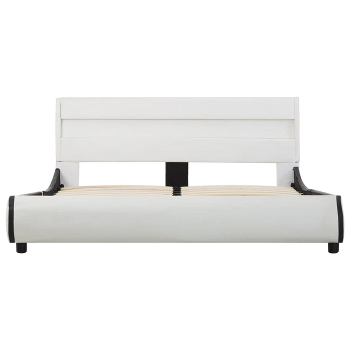 Bettgestell mit LED Weiß Kunstleder 140x200 cm