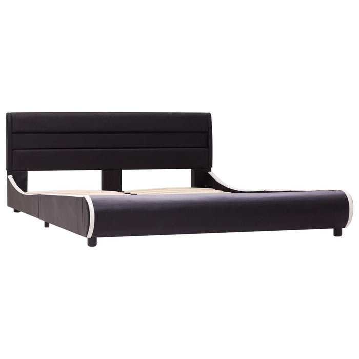 Bettgestell mit LED Schwarz Kunstleder 140×200 cm