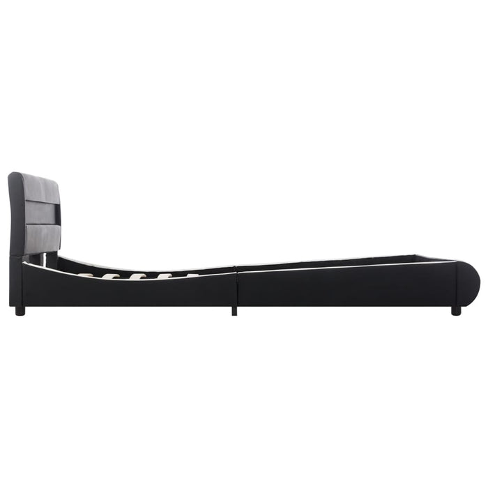 Bettgestell mit LED Schwarz Kunstleder 140×200 cm