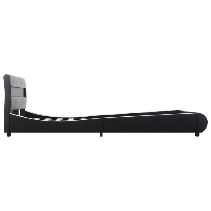 Bettgestell mit LED Schwarz Kunstleder 160 x 200 cm