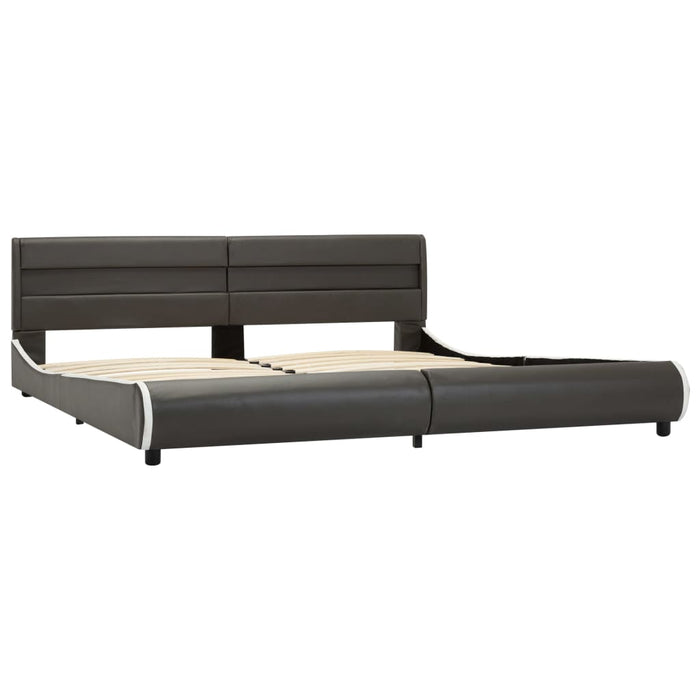 Bettgestell mit LED Anthrazit Kunstleder 180 x 200 cm