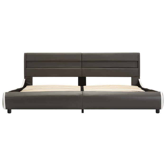 Bettgestell mit LED Anthrazit Kunstleder 180 x 200 cm