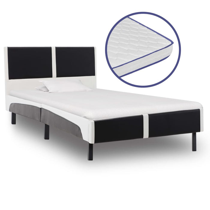 Bed with memory foam mattress faux leather 90×200cm