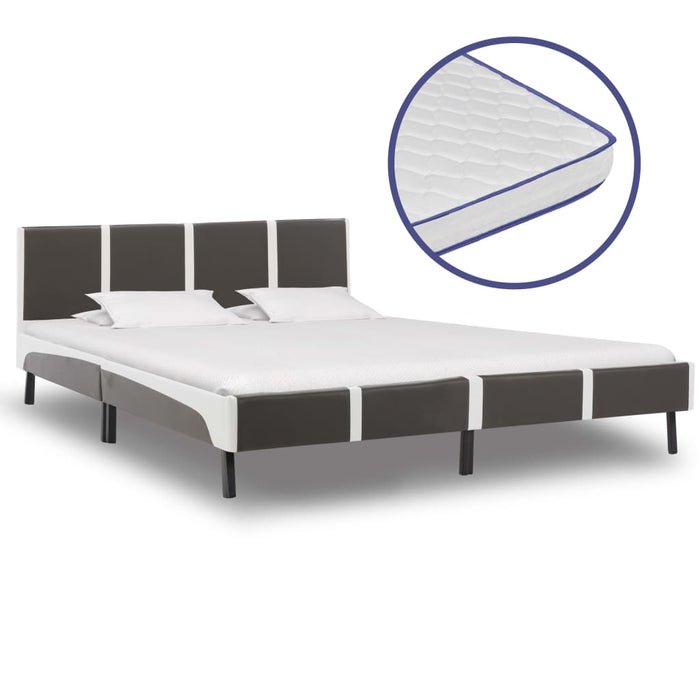 Bed with memory foam mattress faux leather 180x200cm