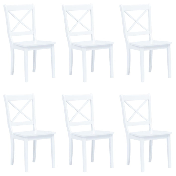 Dining room chairs 6 pcs. Solid white rubber wood