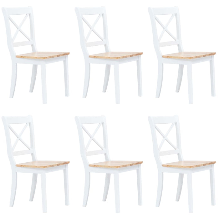 Dining Chairs 6 pcs White Light Rubberwood