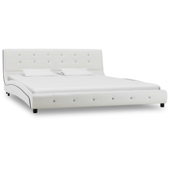 Bett mit Memory-Schaum-Matratze Weiß Kunstleder 160x200cm
