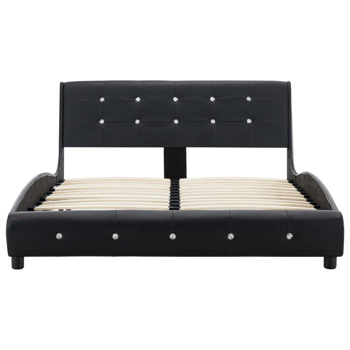 Bed memory foam mattress black faux leather 120×200cm