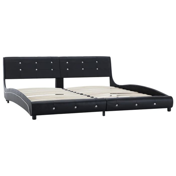Bed memory foam mattress black faux leather 180x200cm