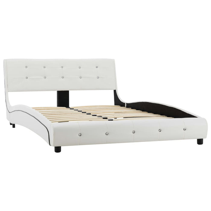Bed with mattress white faux leather 120 × 200 cm