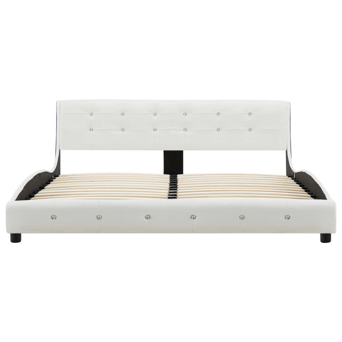 Bed with mattress white faux leather 160 x 200 cm