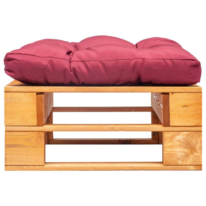Garten-Palettenhocker mit Rotem Kissen Holz Honigbraun