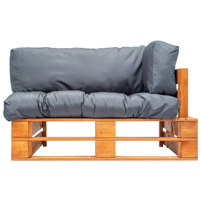 Garten-Palettensofa mit Grauen Kissen Kiefernholz