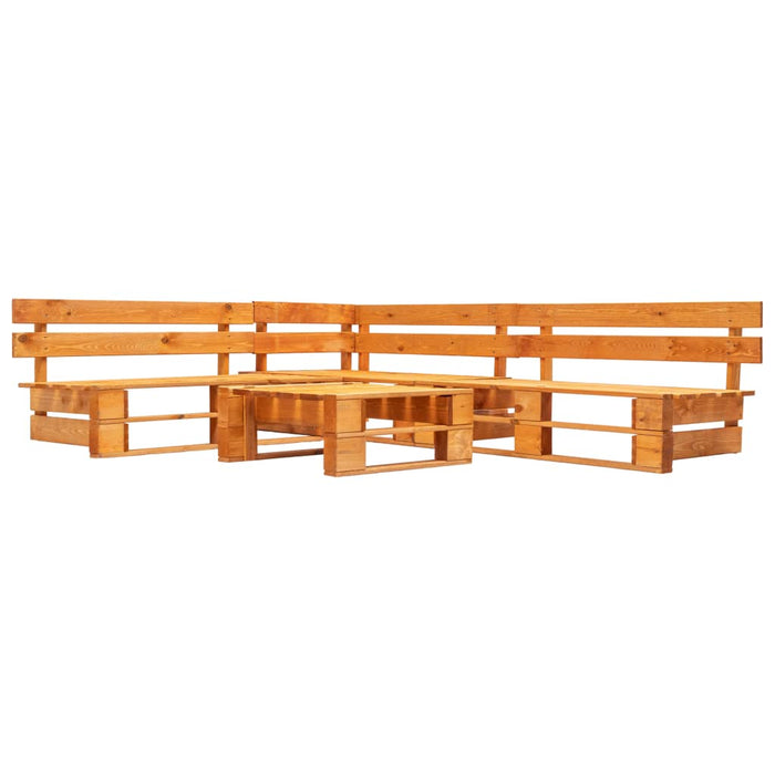 4-tlg. Garten-Lounge-Set aus Paletten mit Grauen Kissen Holz