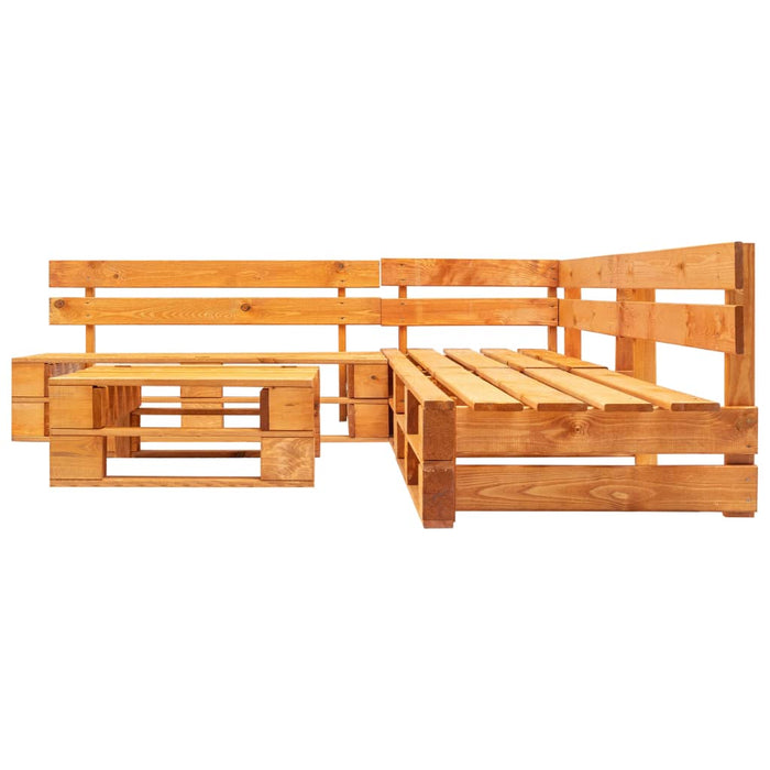 4-tlg. Garten-Lounge-Set aus Paletten mit Grauen Kissen Holz