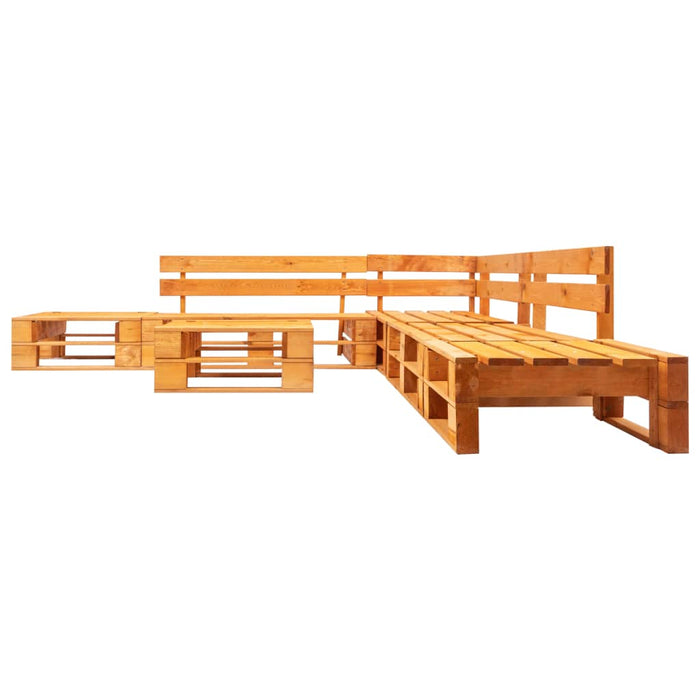 6-tlg. Garten-Lounge-Set aus Paletten mit Grauen Kissen Holz
