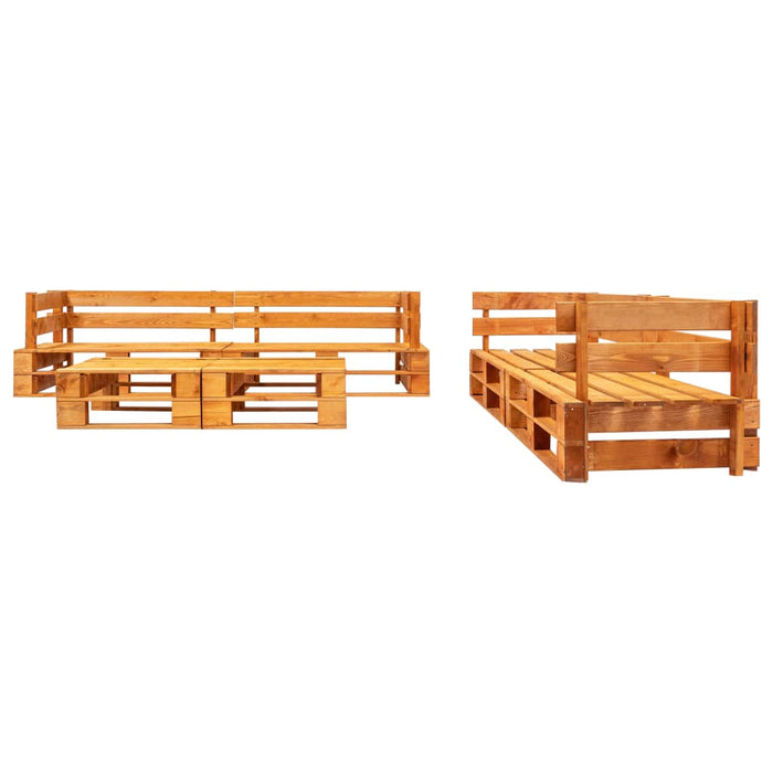 6-tlg. Garten-Lounge-Set aus Paletten mit Grauen Kissen Holz