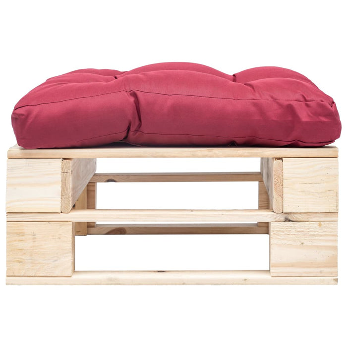 Garten-Palettenhocker mit Kissen in Rot Holz Natur