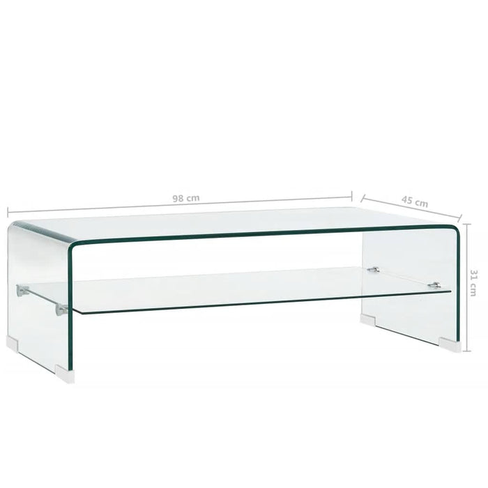 Coffee table transparent 98×45×31 cm tempered glass