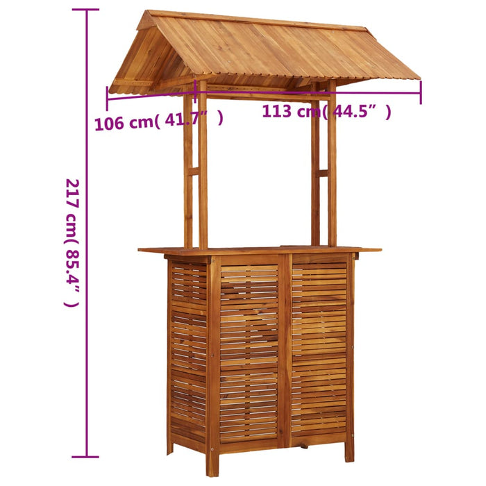 Outdoor bar table with roof 113x106x217 cm solid acacia wood