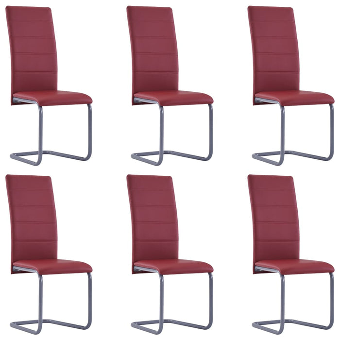 Cantilever chairs 6 pcs. Red faux leather
